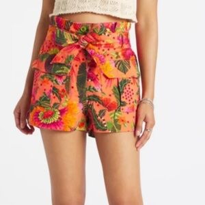 Farm Rio Blooming Garden Orange Shorts Size S - NWT